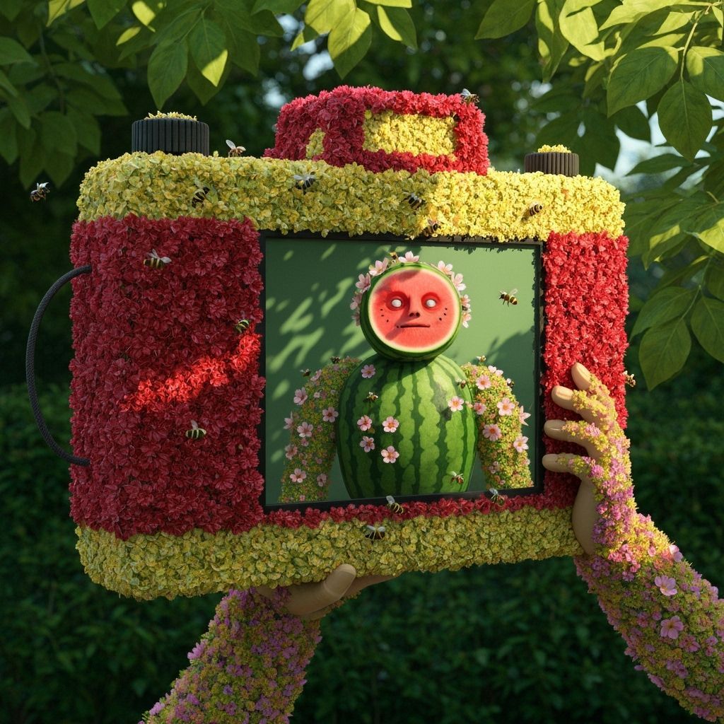 Whimsical Floral Camera Captures Watermelon Golem