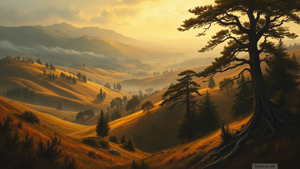 Dreamlike Landscape Painting in Dinotopia Style