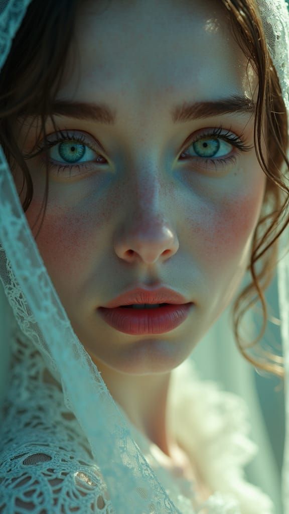 Beauty Portrait in Surreal Vintage Style