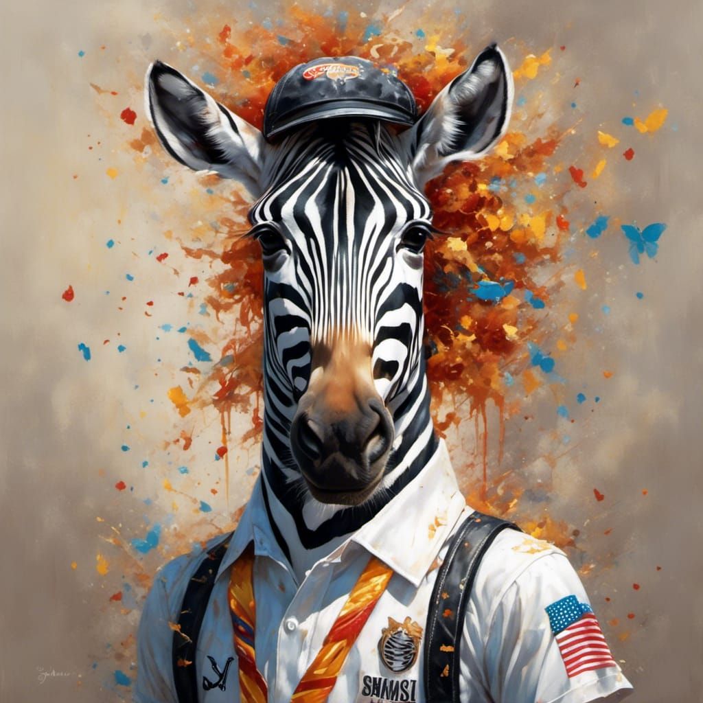 Adorable Zebra Referee Portrait in Whimsical Style