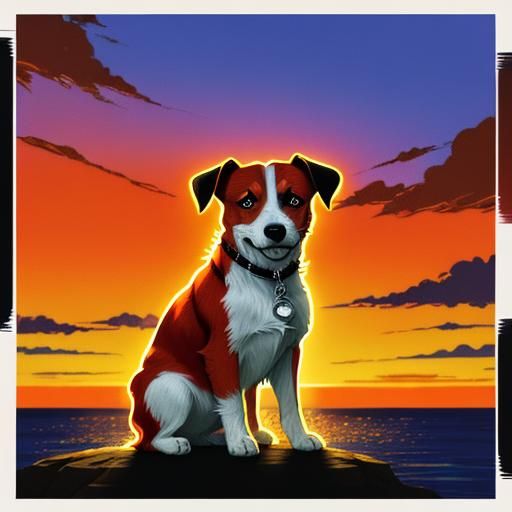 A jack russell terrier wearing superstar orange tint shades