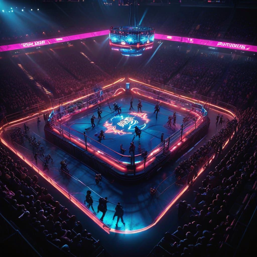 Vibrant Wrestling Arena in Neon Lights