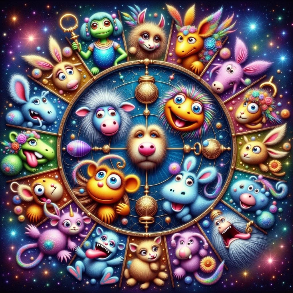 Whimsical Zodiac Signs in Vibrant Muppet Style
