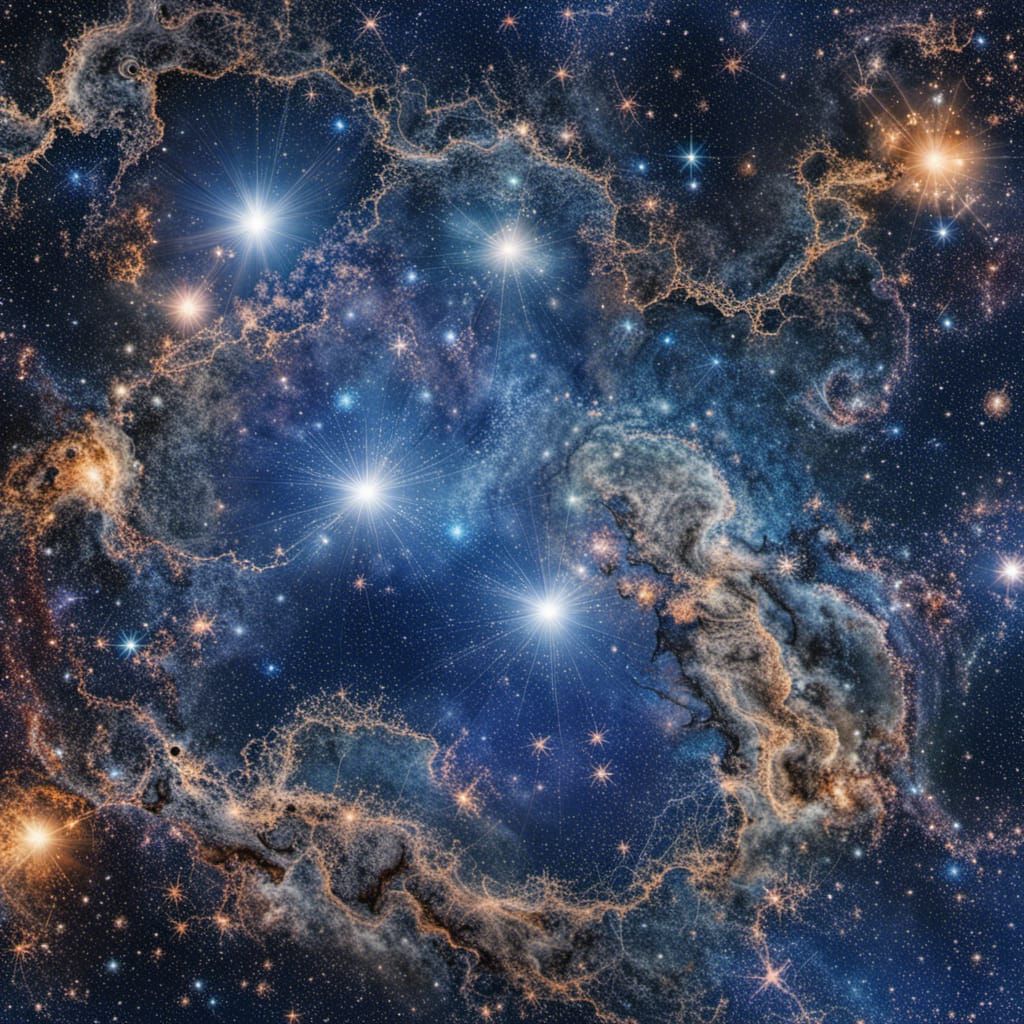 Blue Earth in Blue Star Galaxy: Hyperrealistic Image