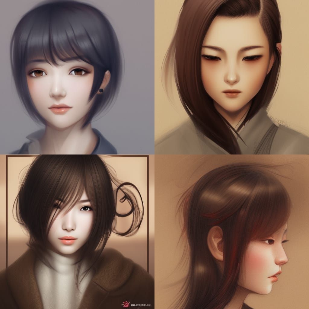 Beautiful Woman with Chinese Hairstyle, Detailed Portrait