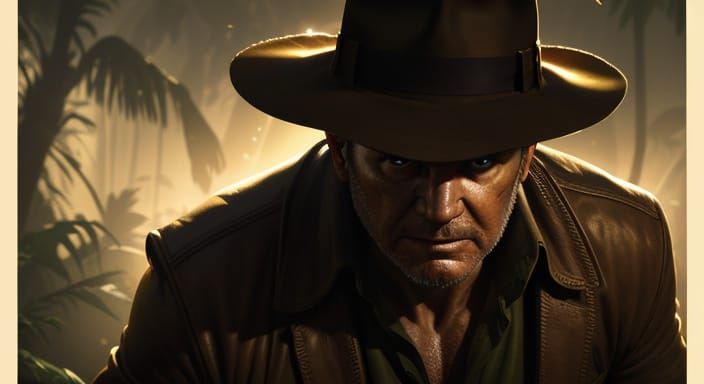 Indiana Jones Runs Through Jungle Temple