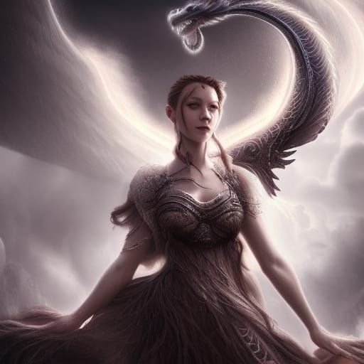 Majestic White Dragon with Hopeful Eyes