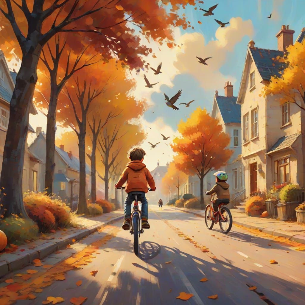 Autumn Afternoon Serenity in Impressionist Style