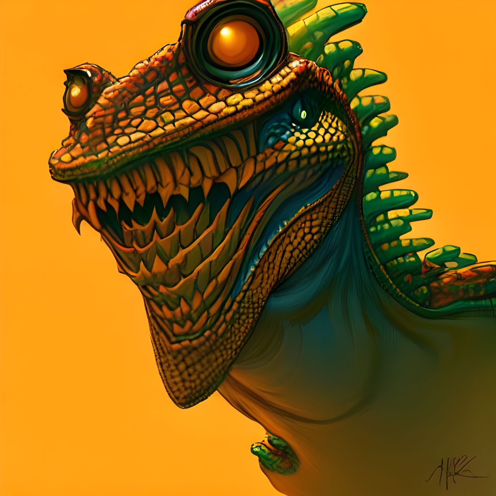 Lizard King Wizard Portrait in Digital Art Style