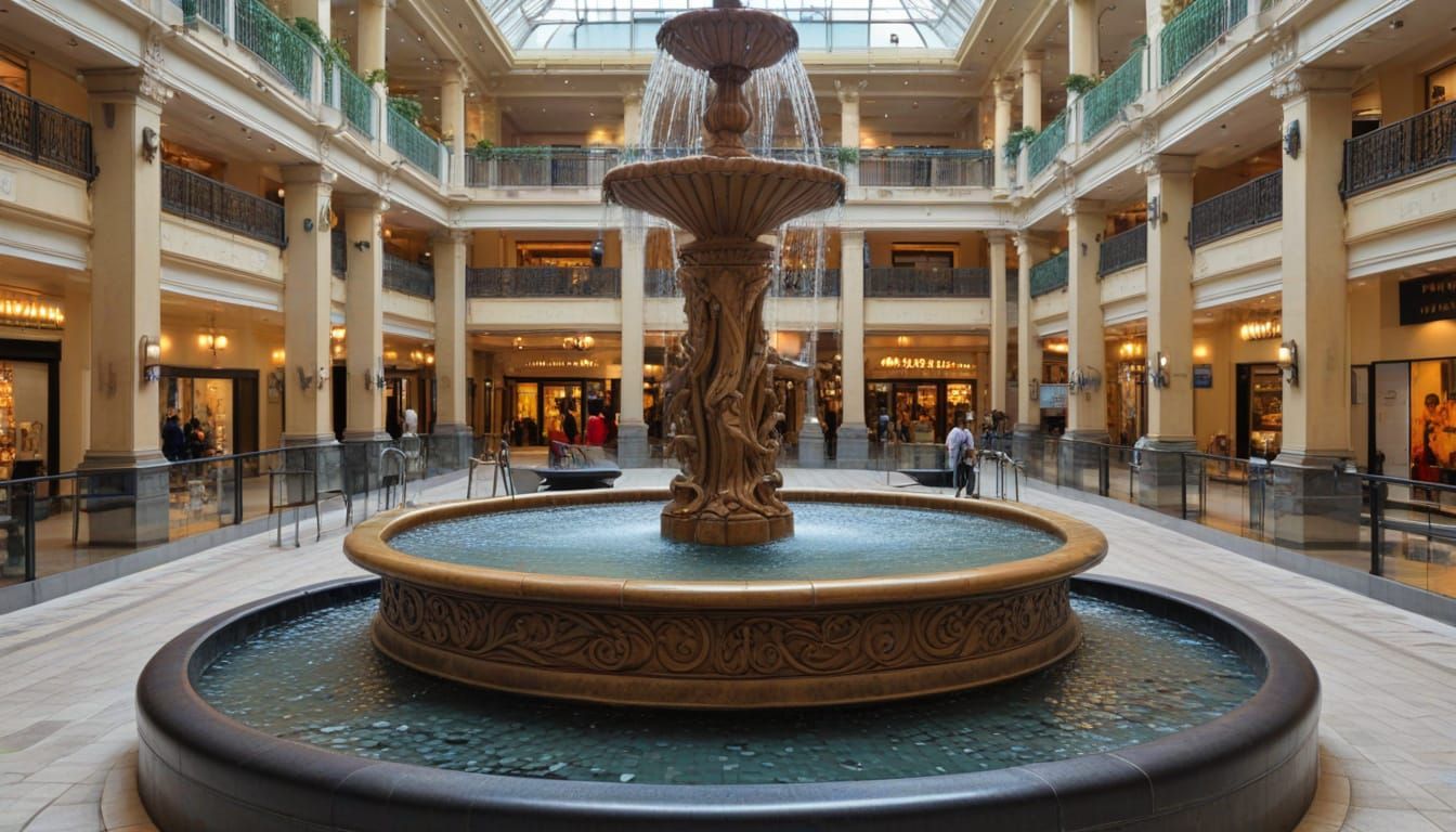 Art Nouveau Fountain Inside Shopping Mall