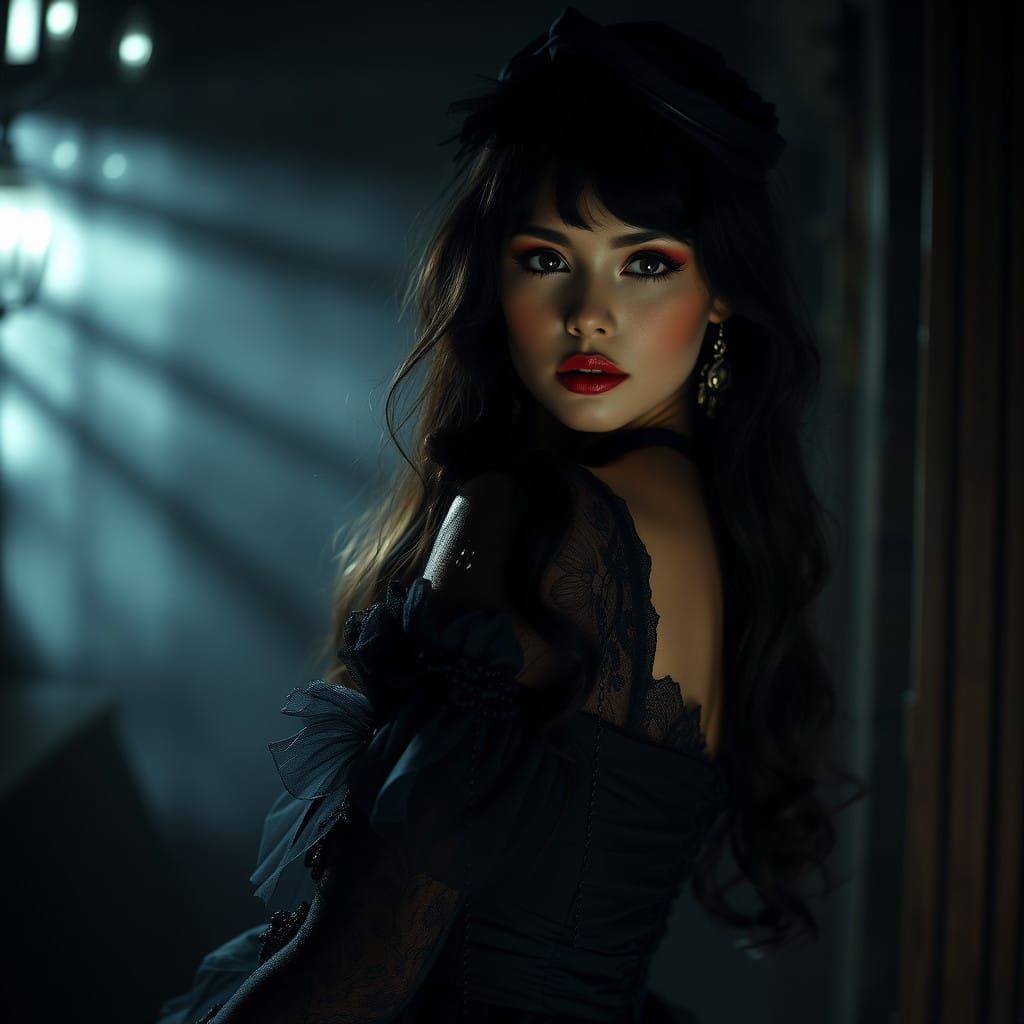 Ethereal Gothic Beauty in Victorian Attire