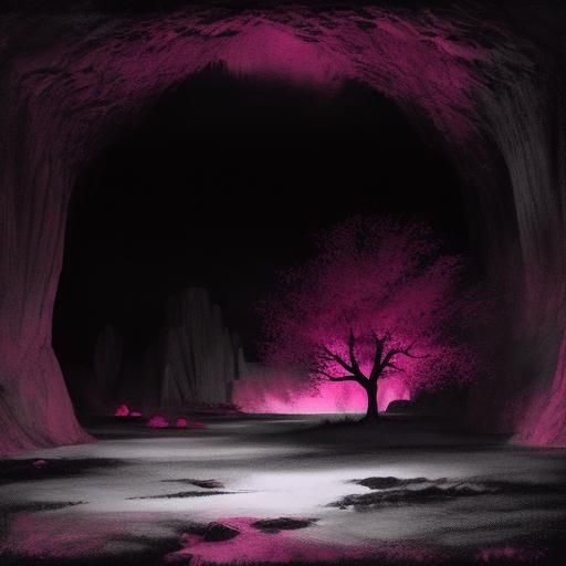 Monochromatic Cerise Caverns: A Striking Landscape