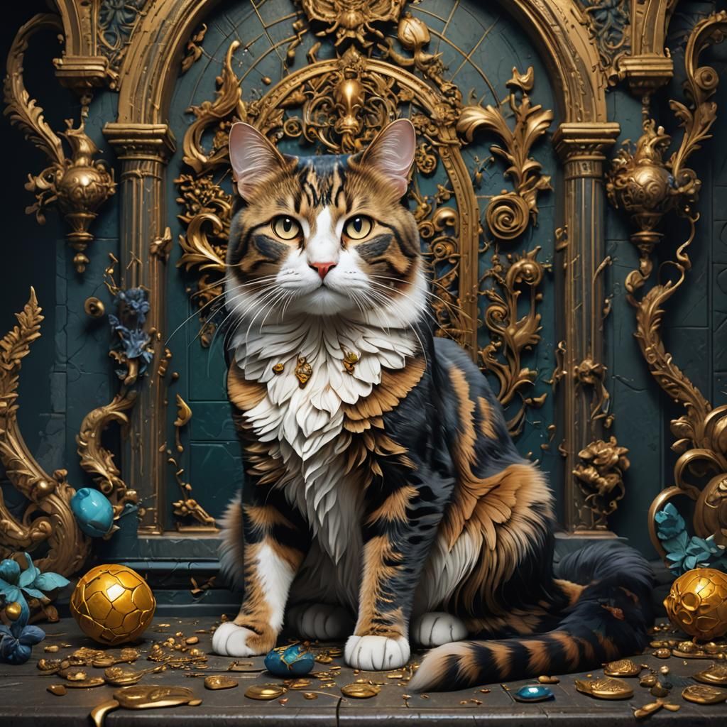 Mona Lisa Cat: Detailed Fantasy Concept Art