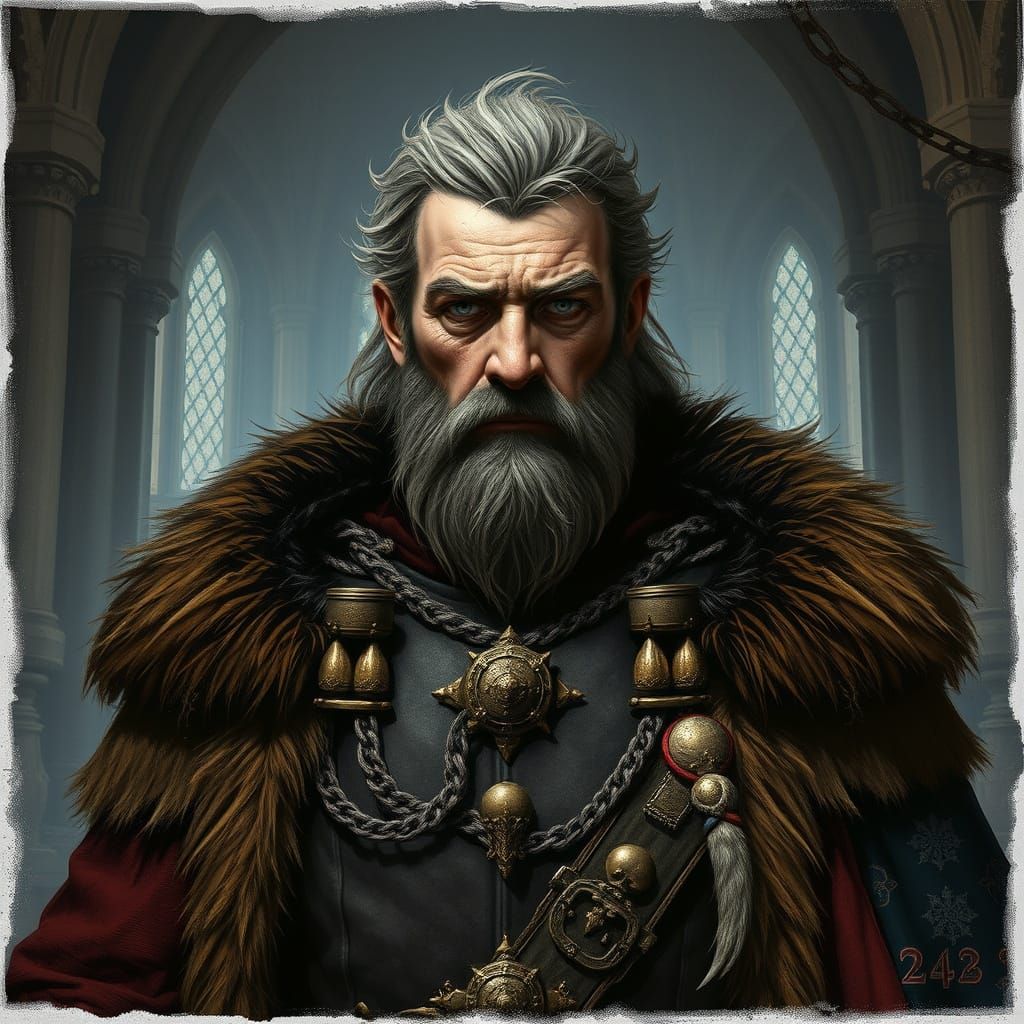 Nord Emperor Cephorus Septim II: Grim Medieval Portrait