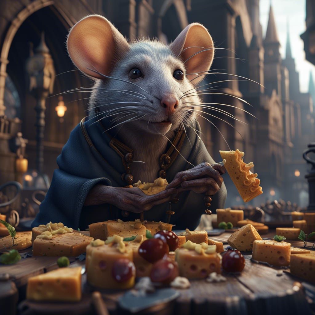 Cheese City with Women and Rats: Fantasy Concept Art