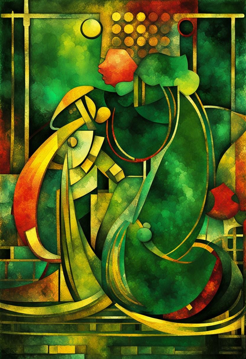 Maximalist Cubist Synth in Impressionist Watercolor Style