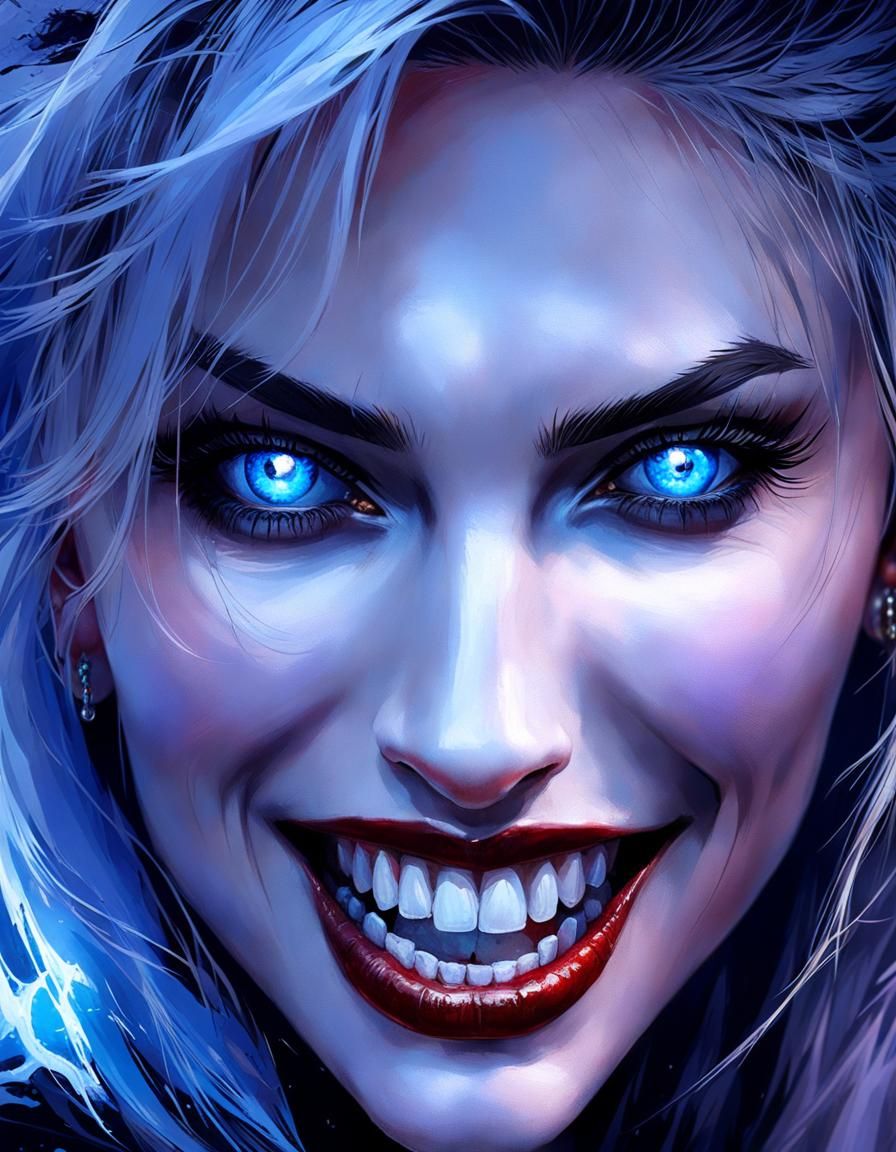Magnificent Vampire Lady with Diabolic Smile