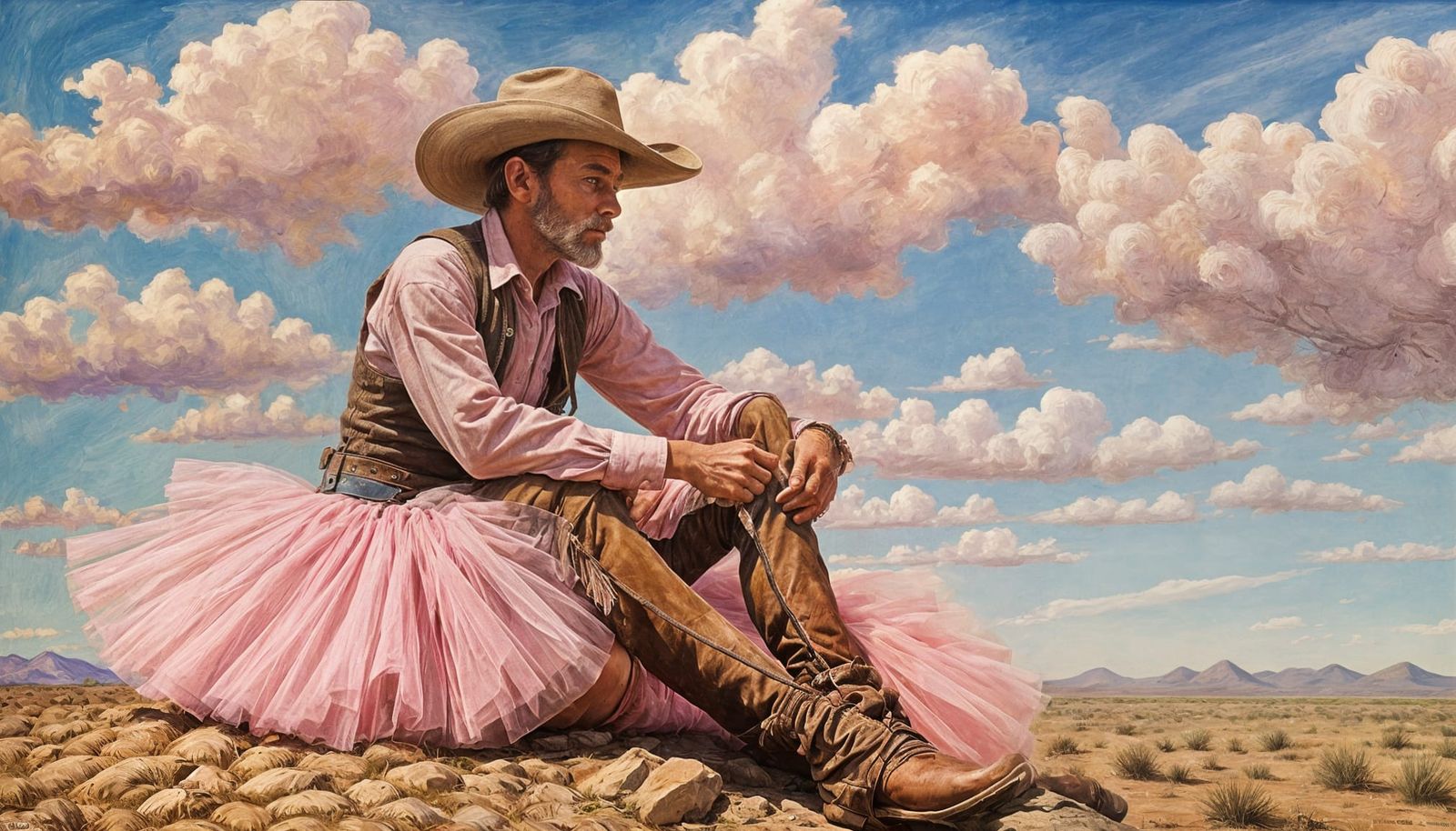 Cowboy in Pink Tutu: Giclee Print