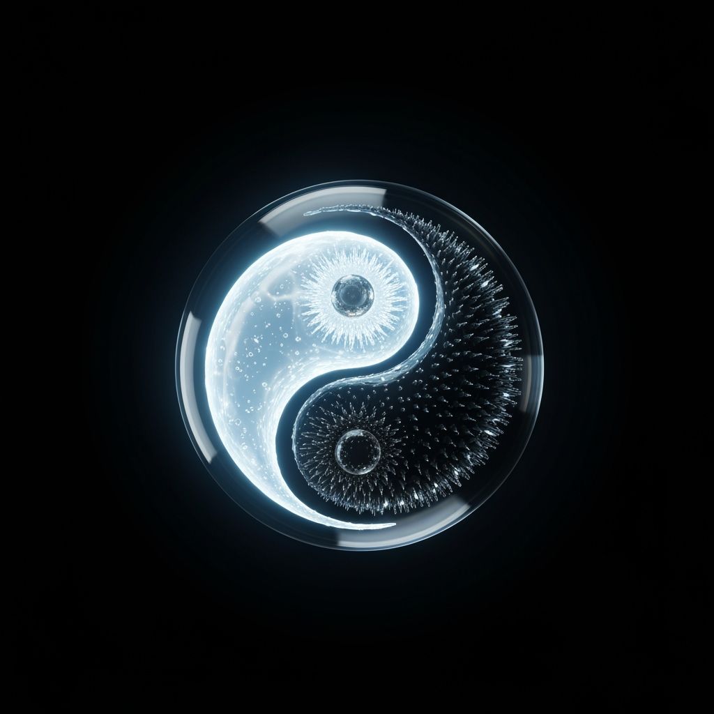 Glass Sphere with Bioluminescent Yin Yang