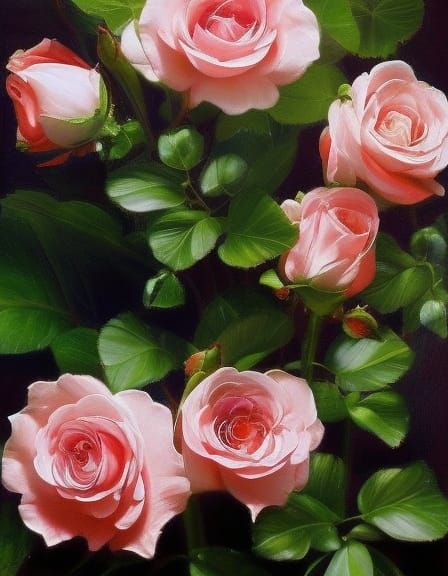 Realistic Oil Painting of a Red Rose