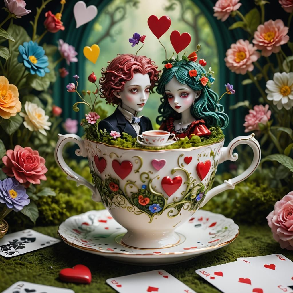 Wonderland Court of Hearts in a Teacup