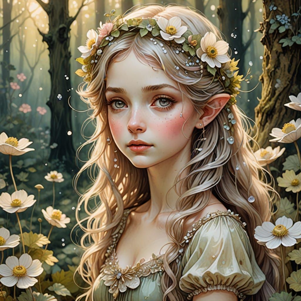Whimsical Fairy in a Forest of Anemones
