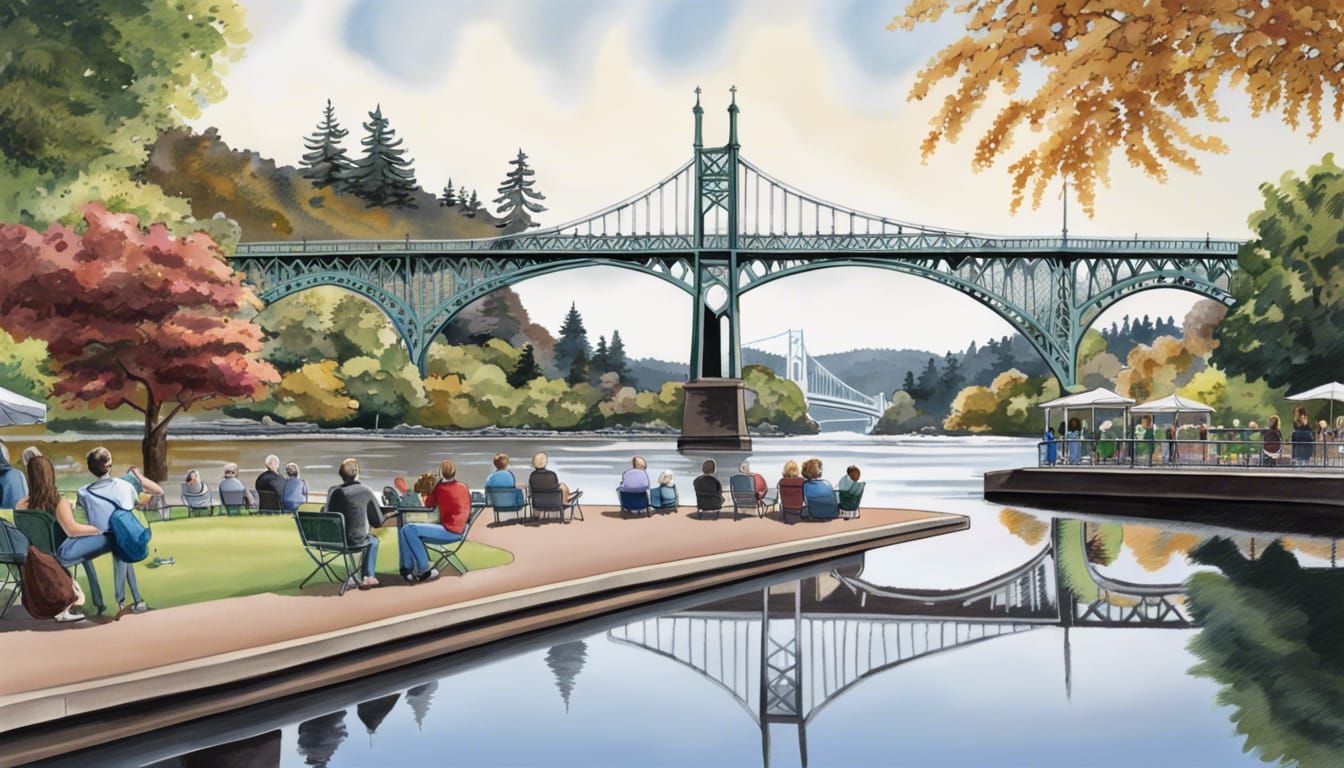 St. Johns Bridge, Portland: Photorealistic River View