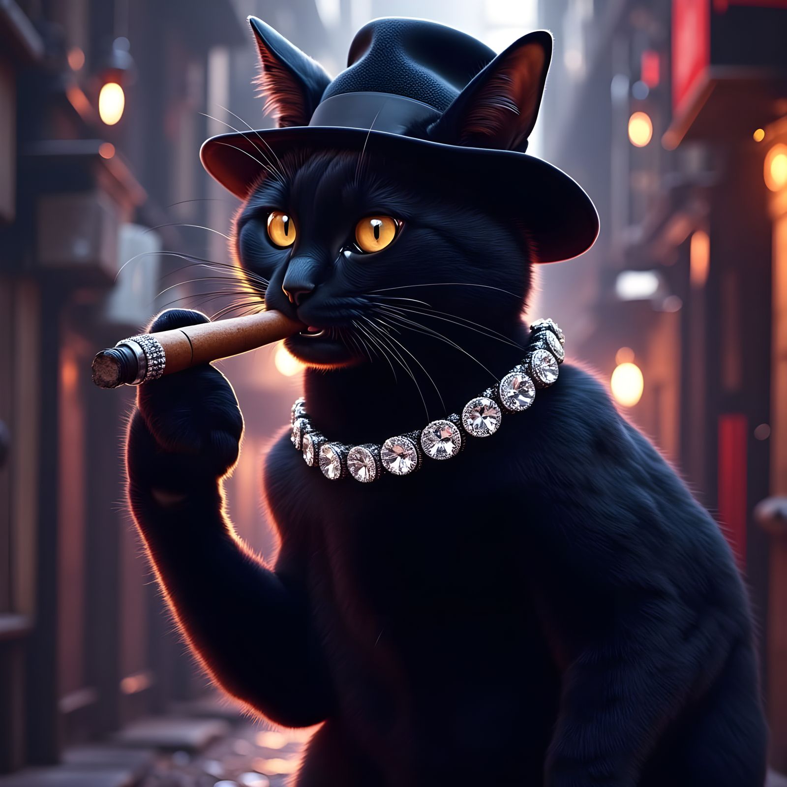 Cartoon Cat Gangster in 1930s Style