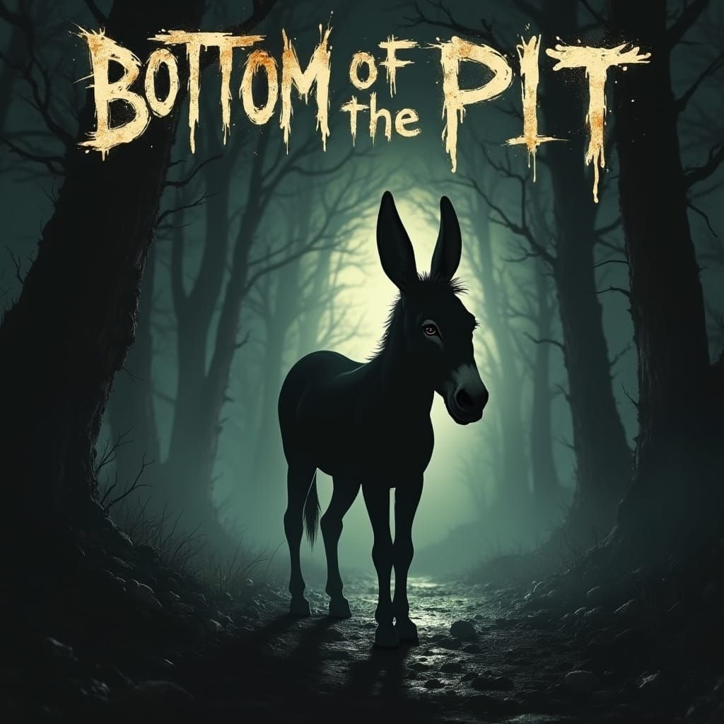 Ominous Donkey Silhouette 'Bottom of the Pit' Horror Poster