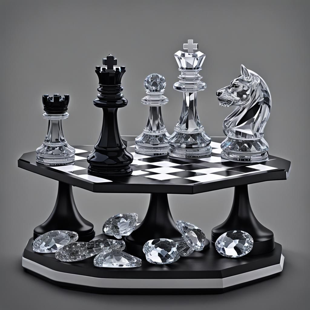 Swarovski Crystal Chess Set in Crystal Cave, Anime Style
