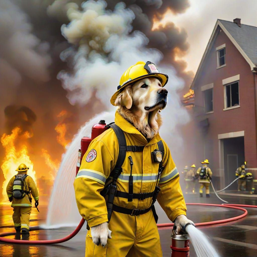 Golden Firefighter Canine Heroes in Action