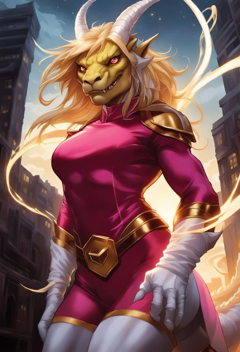 Giant Dragon Superhero in Comic Book Art