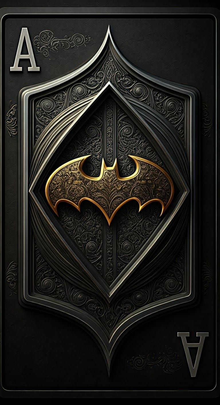 Metallic Ace Playing Card with Ornate 3D Batman Logo