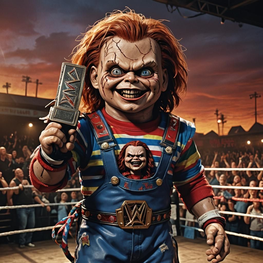 Chucky Celebrates WWE Victory in Wrestling Ring