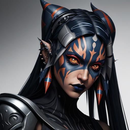 Hyperrealistic Goth Ahsoka with Piercings