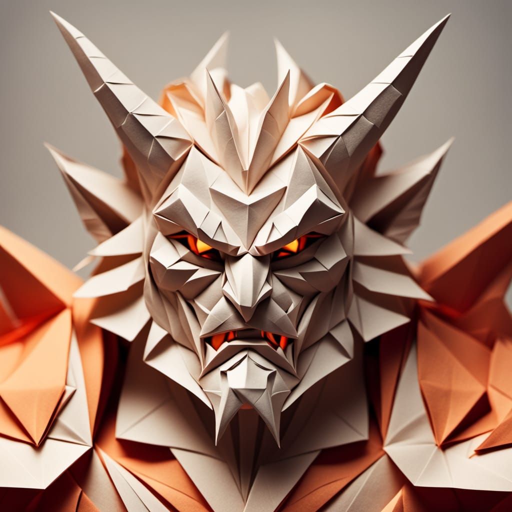 Satan in Origami Paper Art