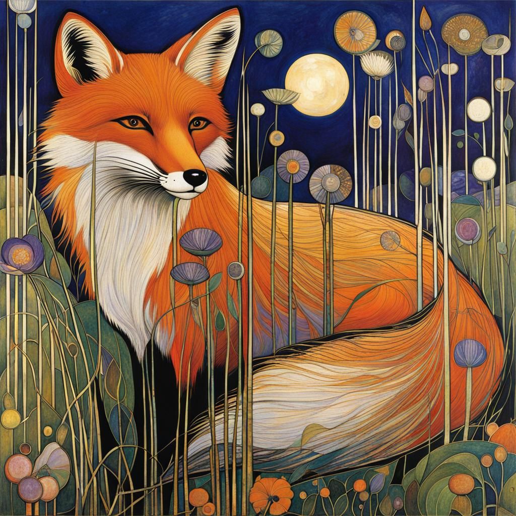Fox in Art Nouveau Style