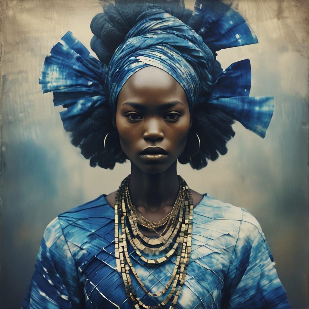 Glitchy Afrofuturism Woman in Vibrant Shibori Style