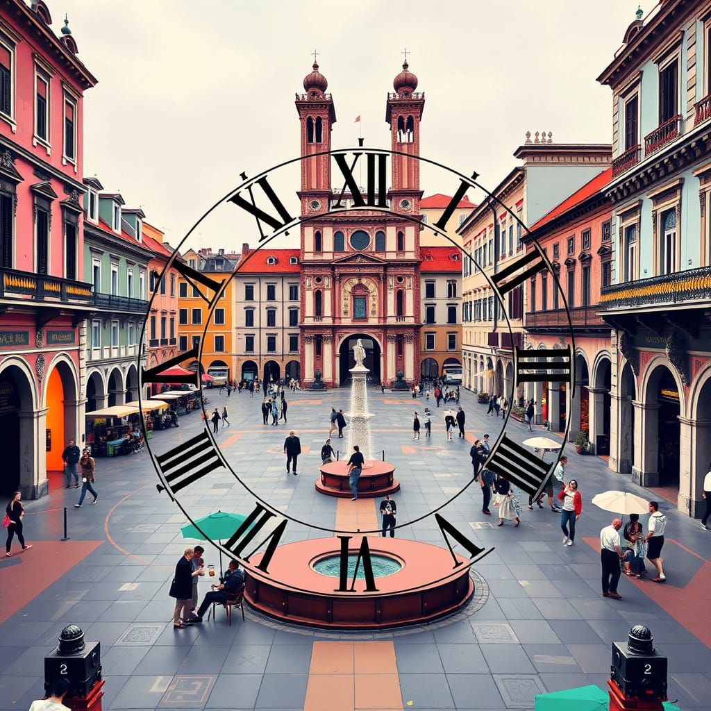 Renaissance Roman Numerals in Vibrant Italian Piazza