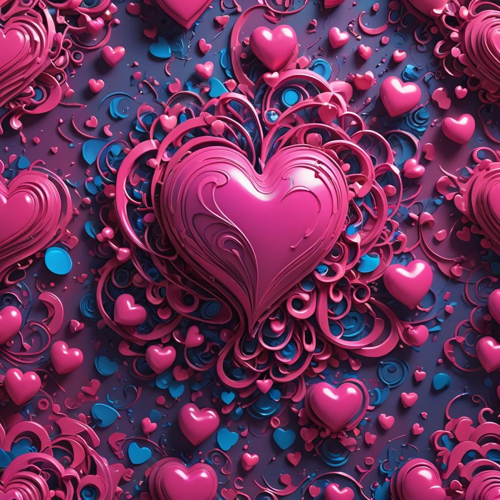 Radiant Pink Heart Explosion in Vibrant Colors
