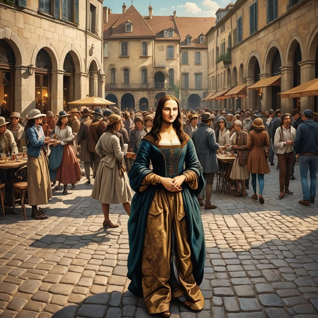 Mona Lisa in Renaissance French Street Scene