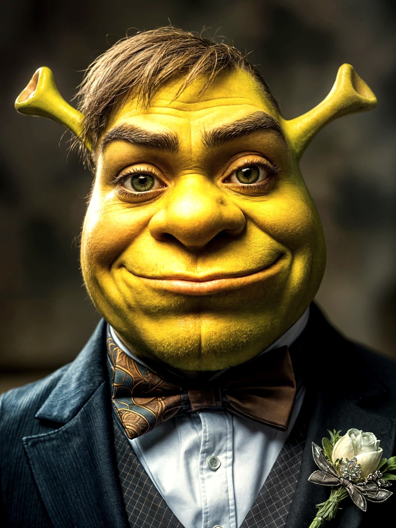 Ogre in Formal Attire as Prom Portrait in Color
