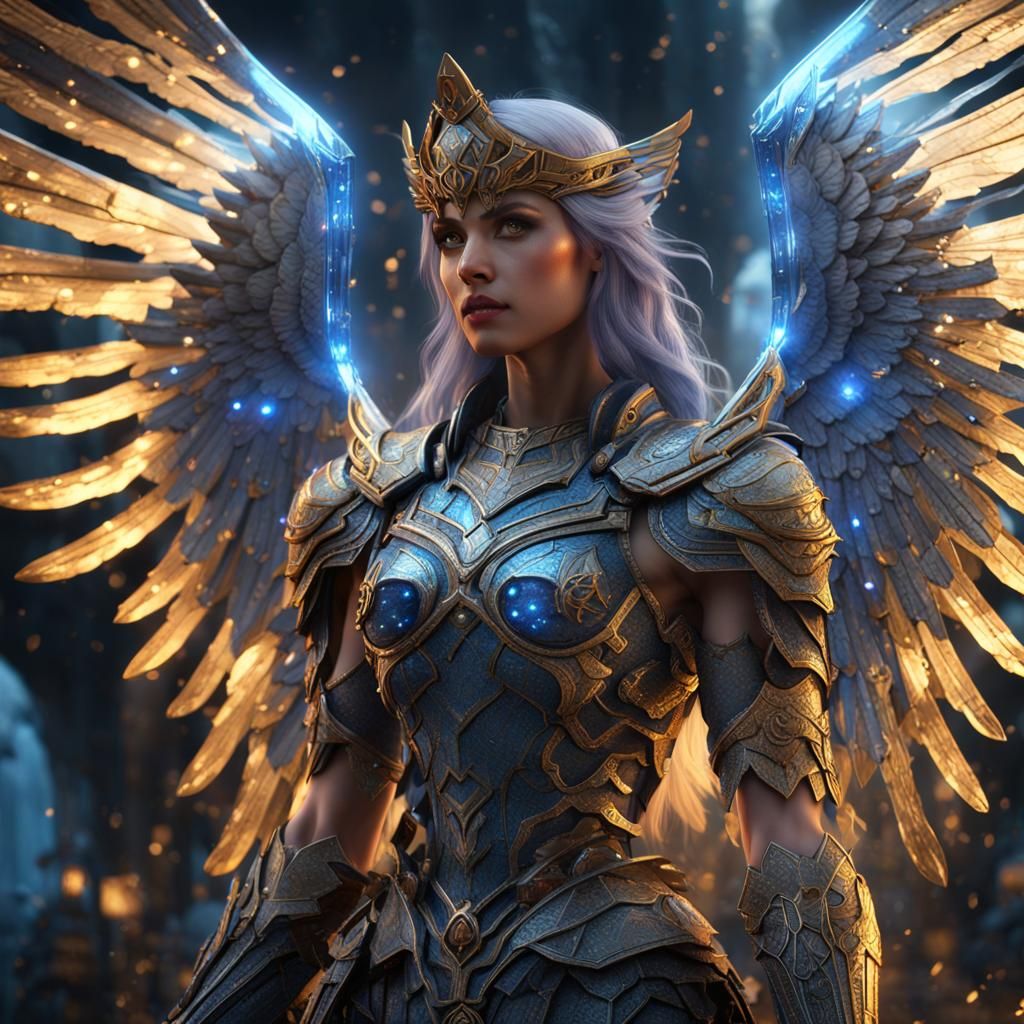 Warrior Angel Trapped in Crystalline Cube