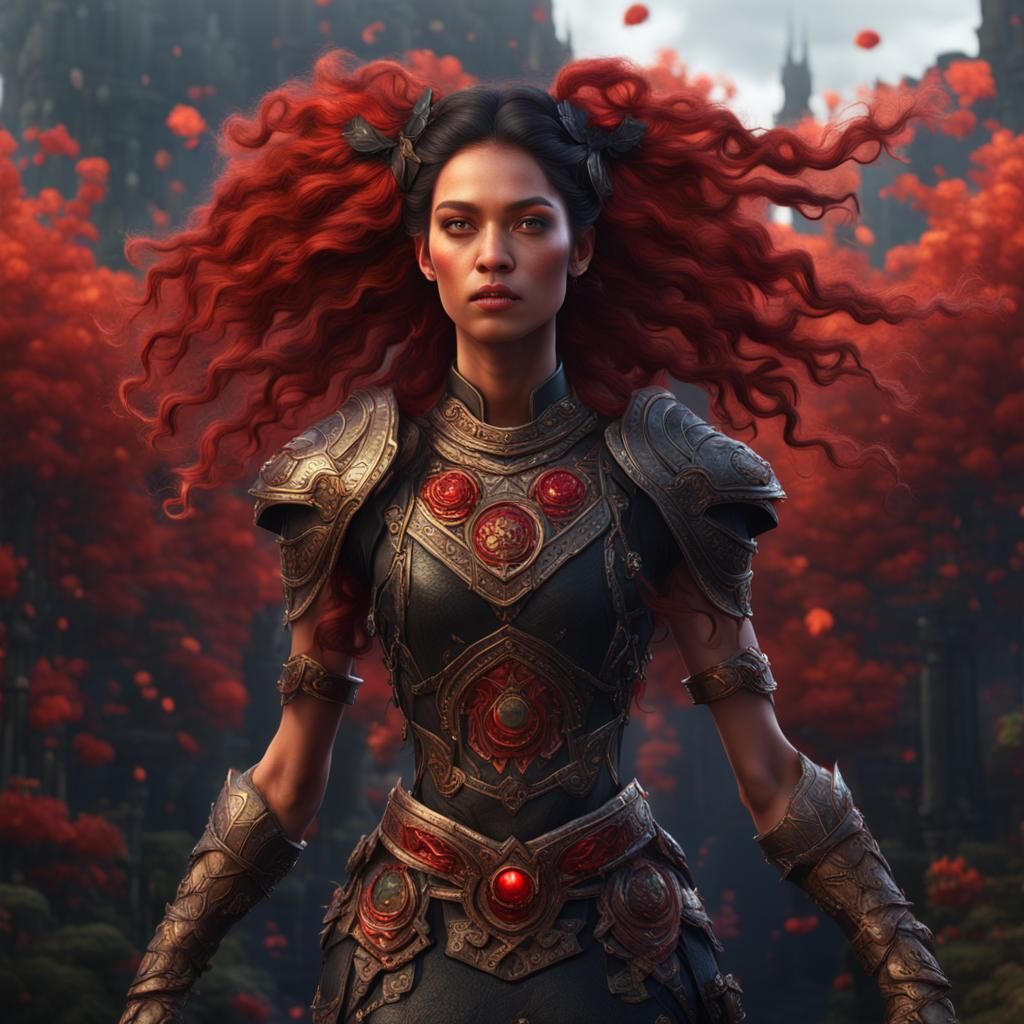 Fantasy Portrait: Tall Girl with Red-Streaked Hair