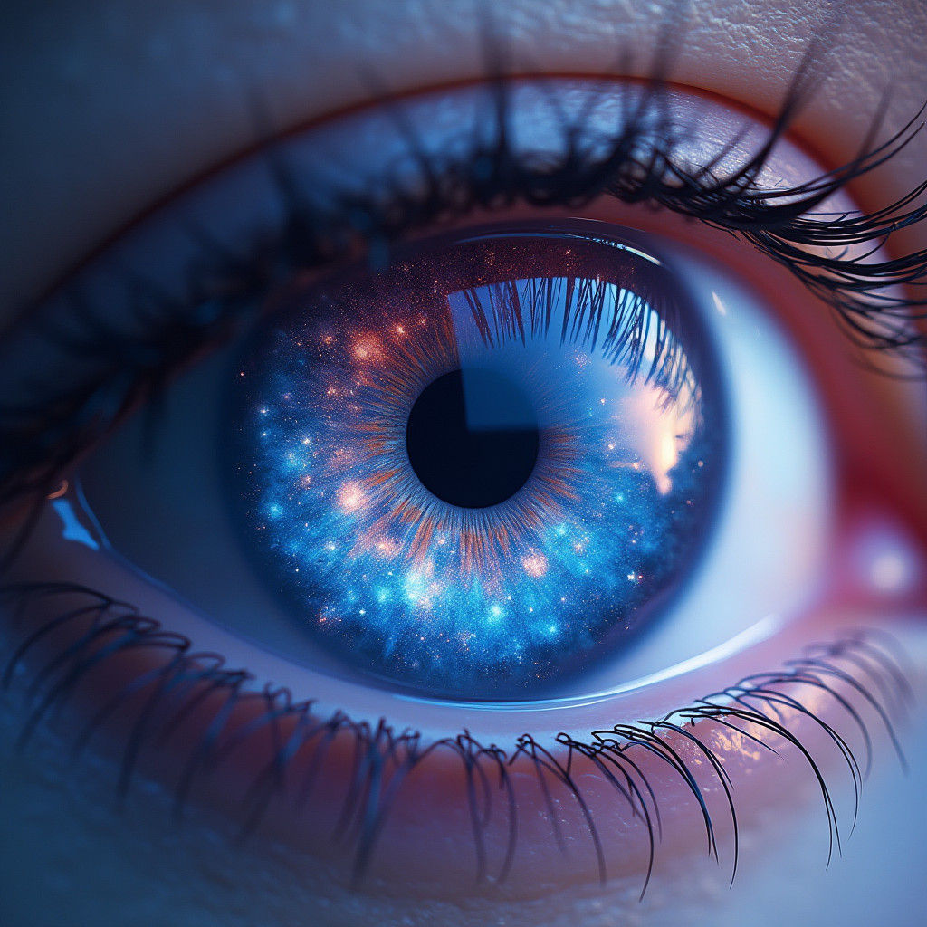 Ethereal Eye with Galaxy Polycoria: Surreal Digital Art