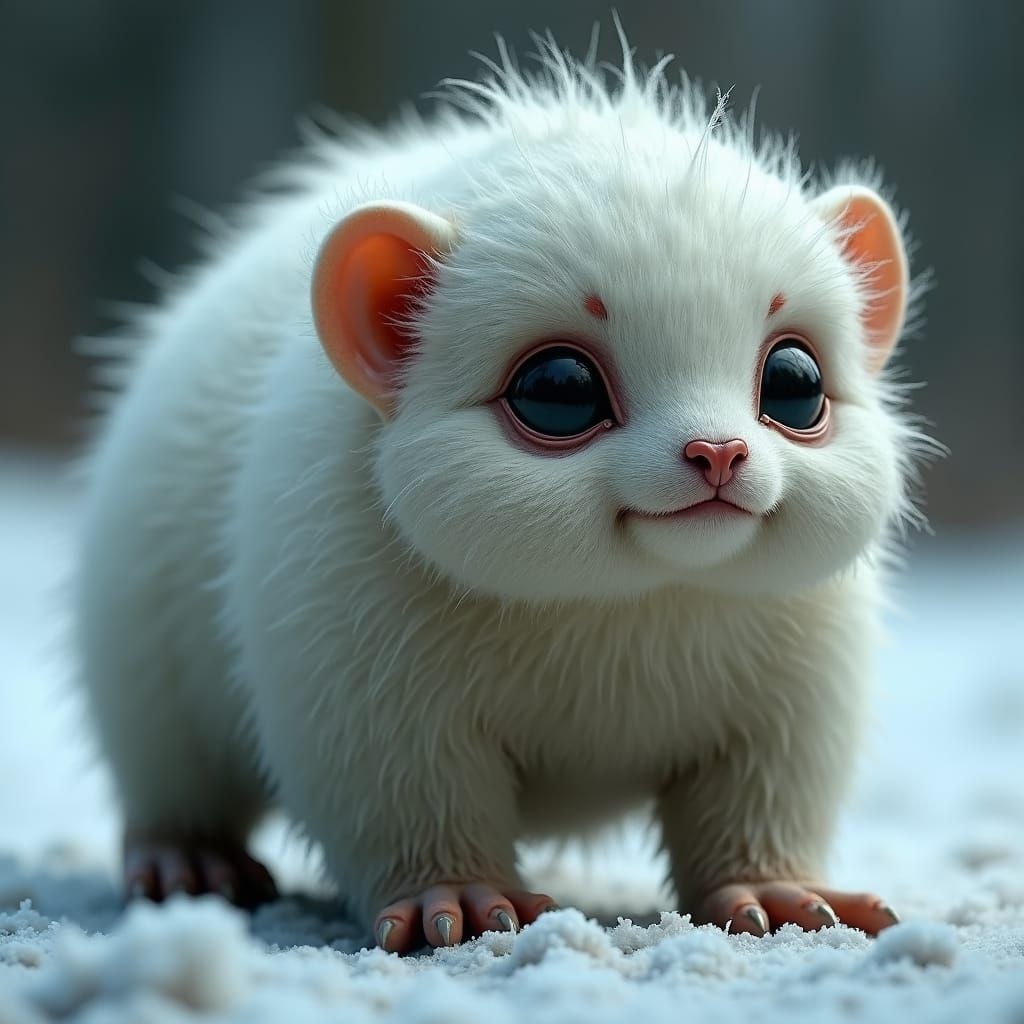 Snowy Fur Creature in High-Fantasy Style