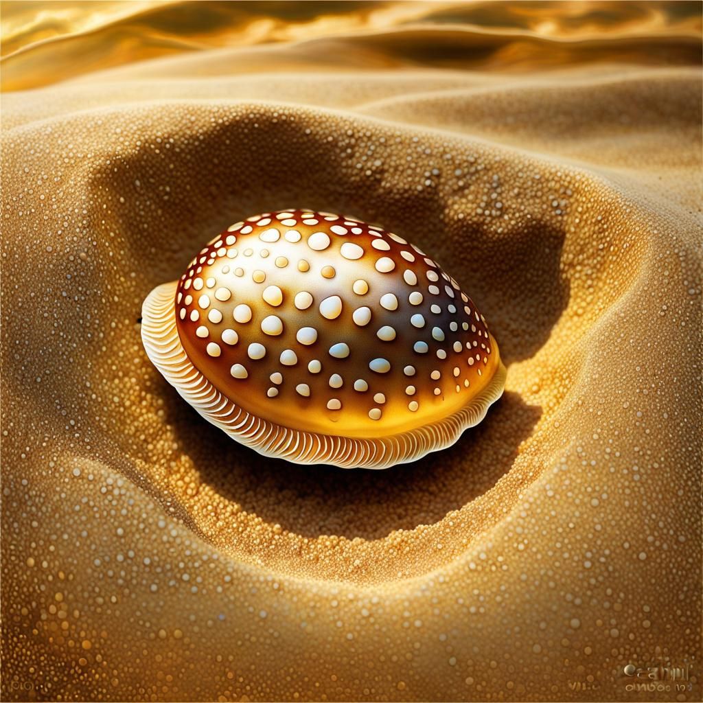 Glowing Cowry Shell Double Exposure Art