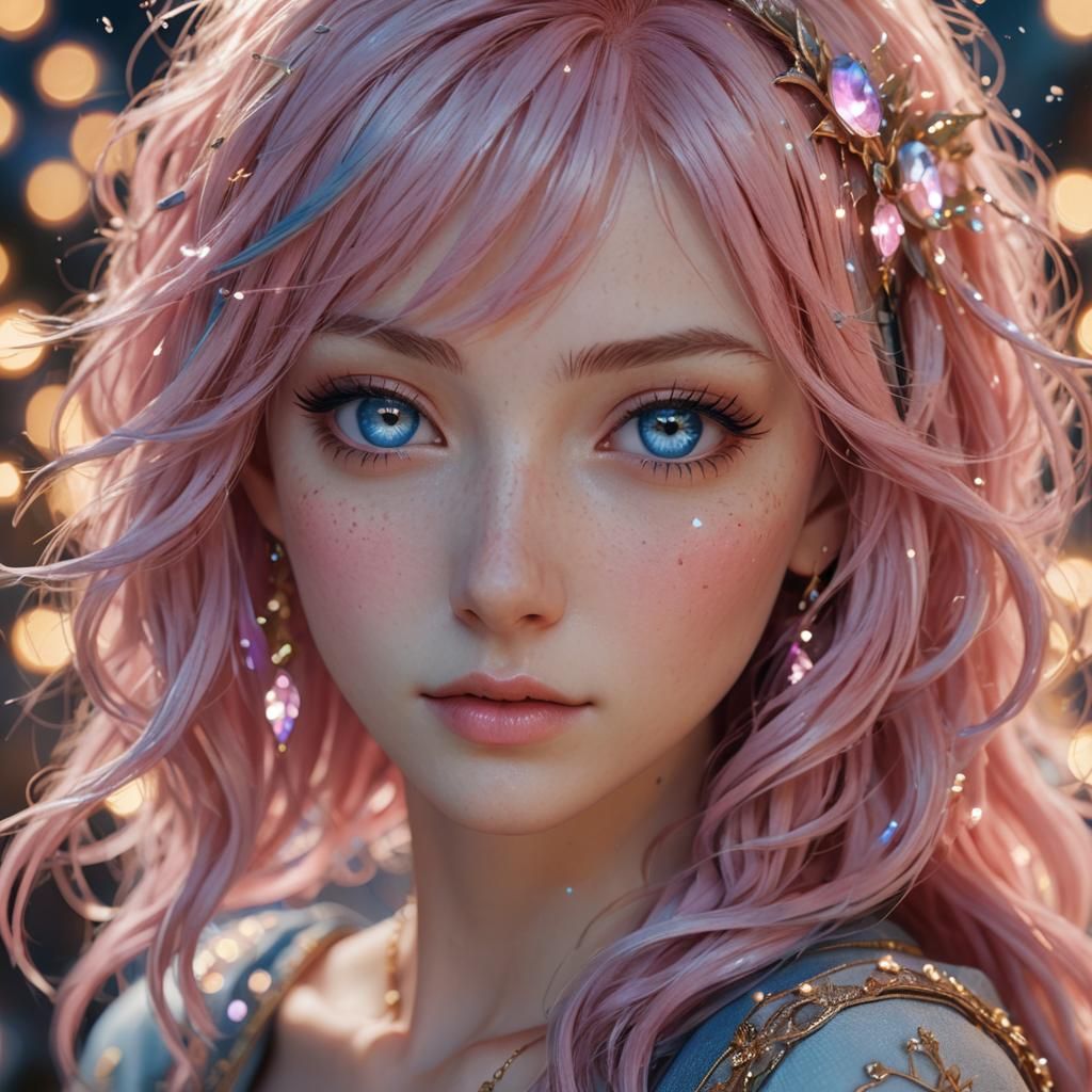 Dreamy Anime Girl Portrait in Pastel Hues