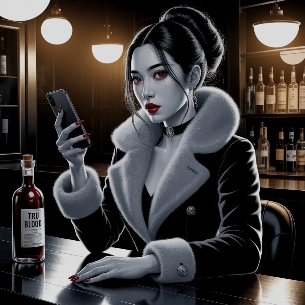 A monochromatic watercolor painting finished with a glossy s...