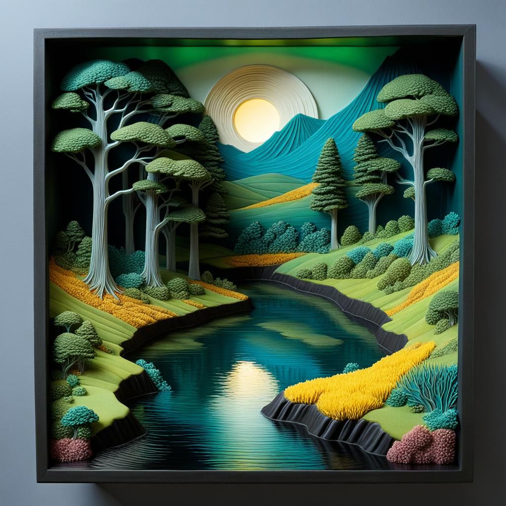 3D Resin Landscape with Curly Paper